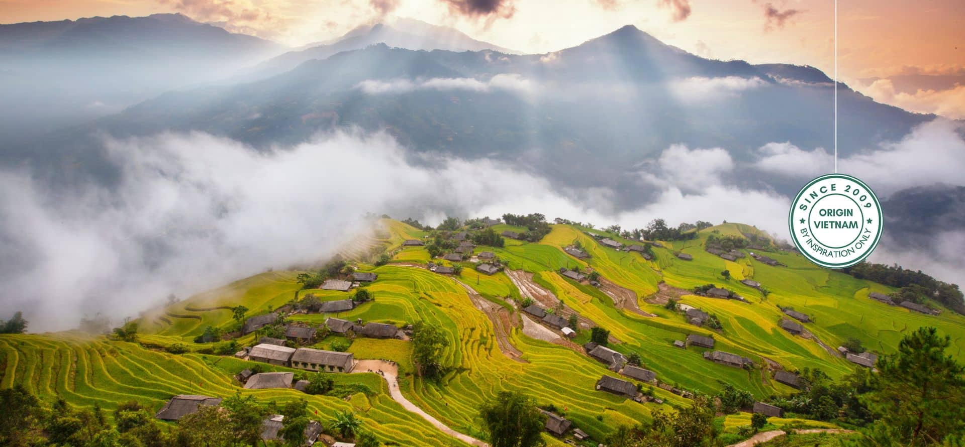 Hoang Su Phi Rice Terrace Tours. The panoramic view of majestic rice terraces in Ha Giang