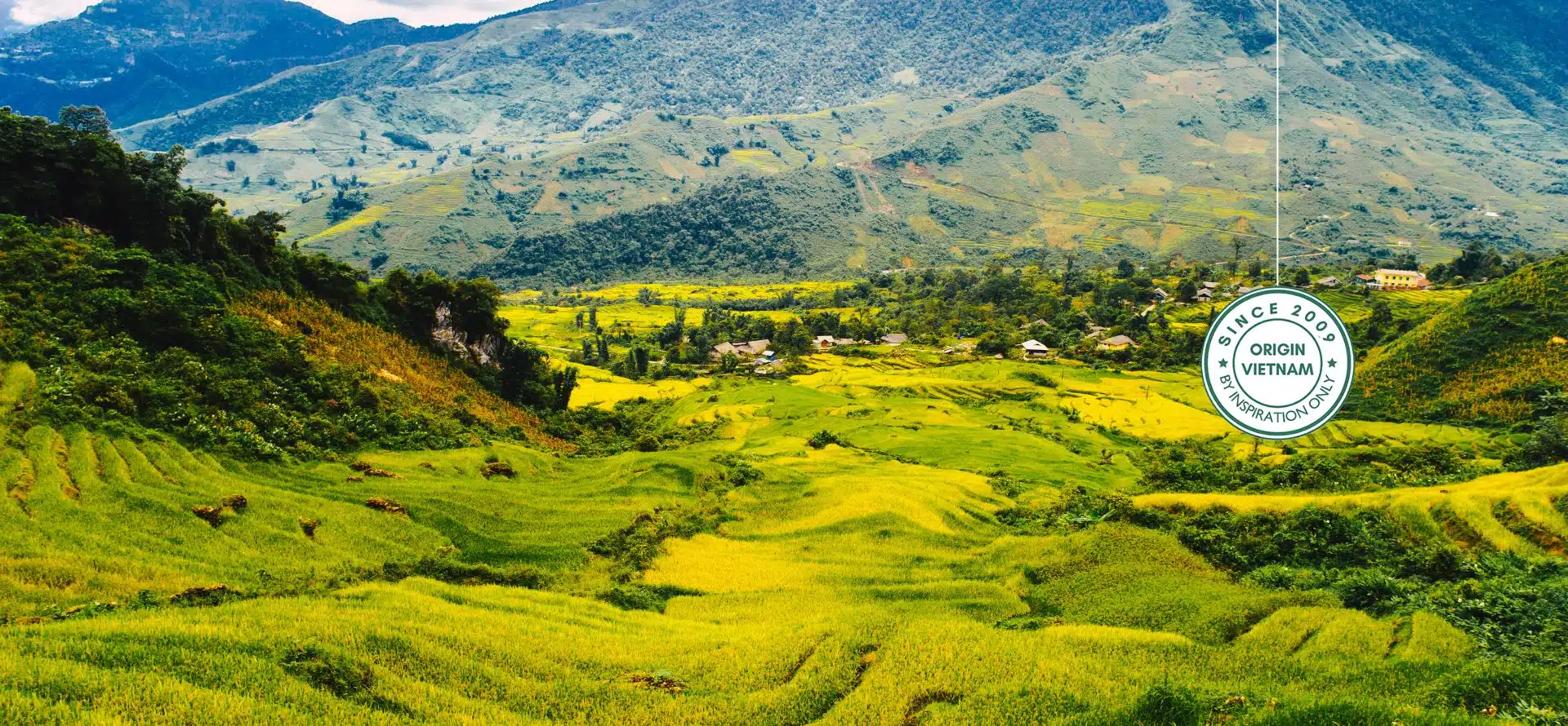 Panoramic view of Muong Hoa Valley with rice terraces and ethnic villages in Sapa