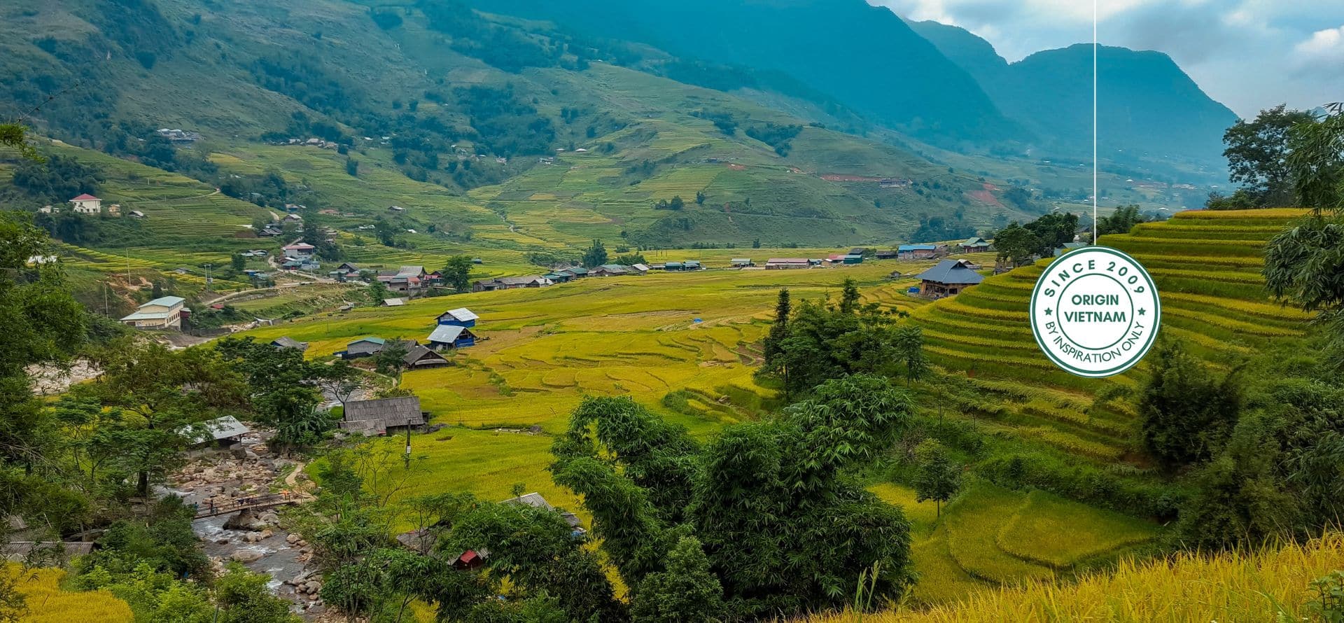 Adventure trekking through rugged mountain trails and terraced fields in Sapa