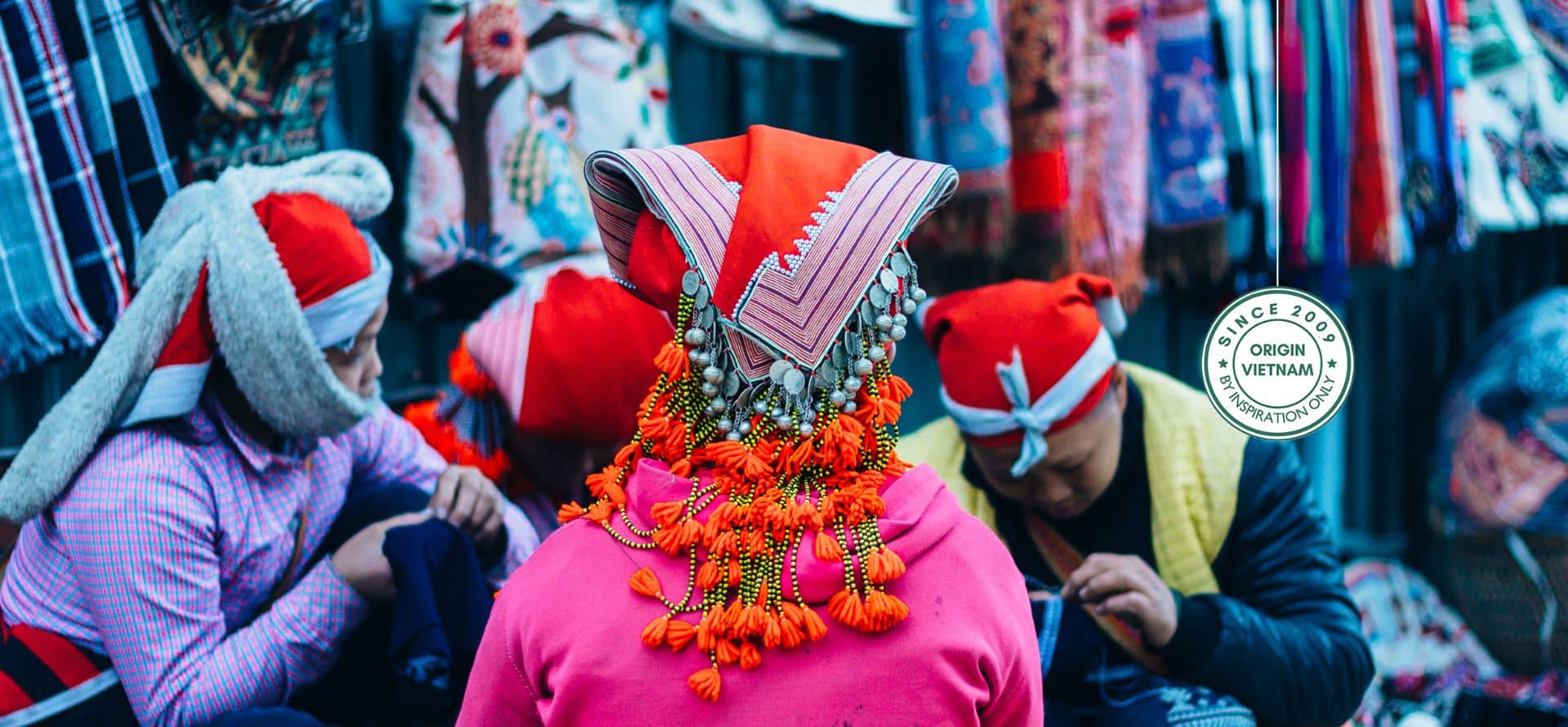 Ethnic minority women in traditional clothes in a Sapa village