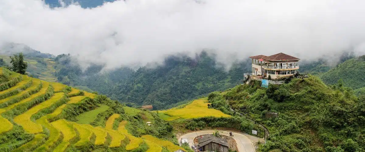 Autumn clouds drifting over Sapa’s terraced rice fields in northern Vietnam